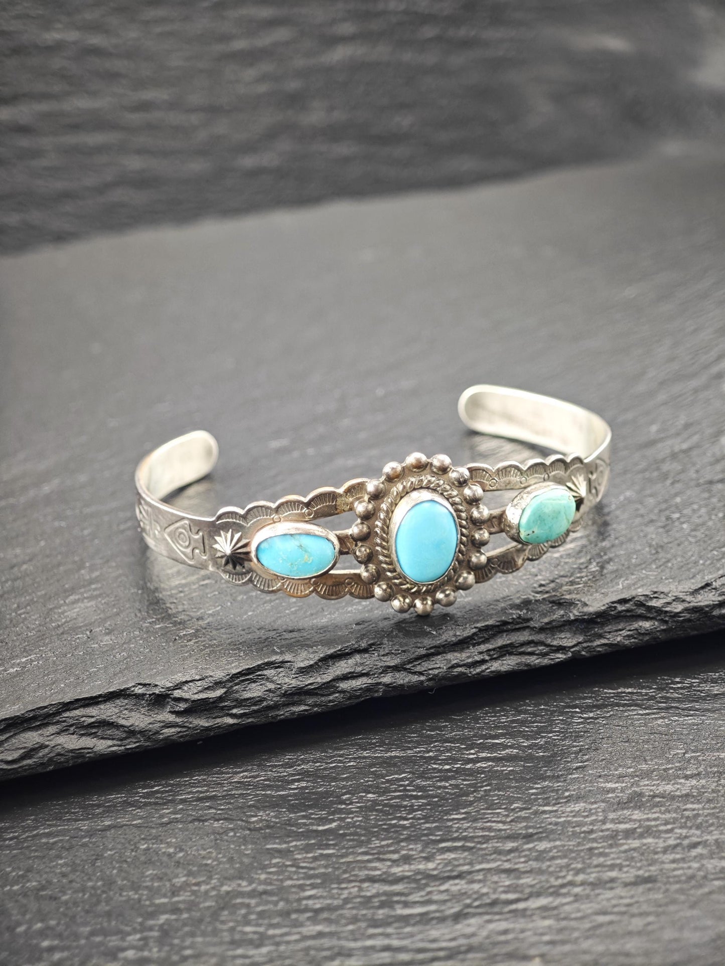 Native American, Turquoise Cuff Bracelet Sterling Silver