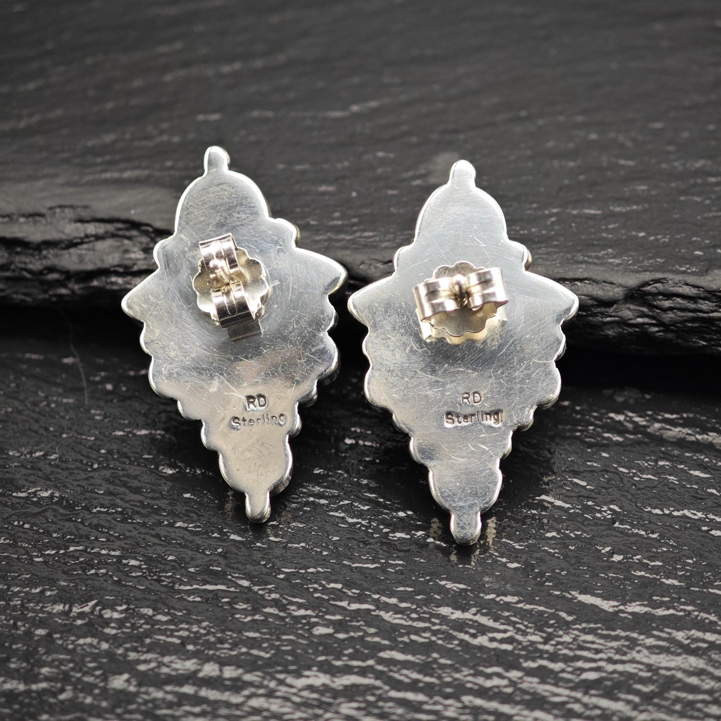 Vintage Navajo, Native American Multistone Sterling Silver Earrings ER3108