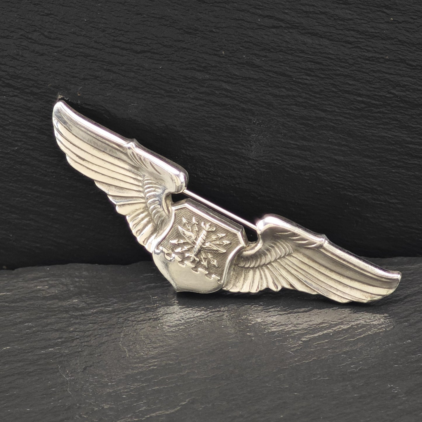 WW2 Sterling Silver Brooch, USAF Navigator Observer Wings