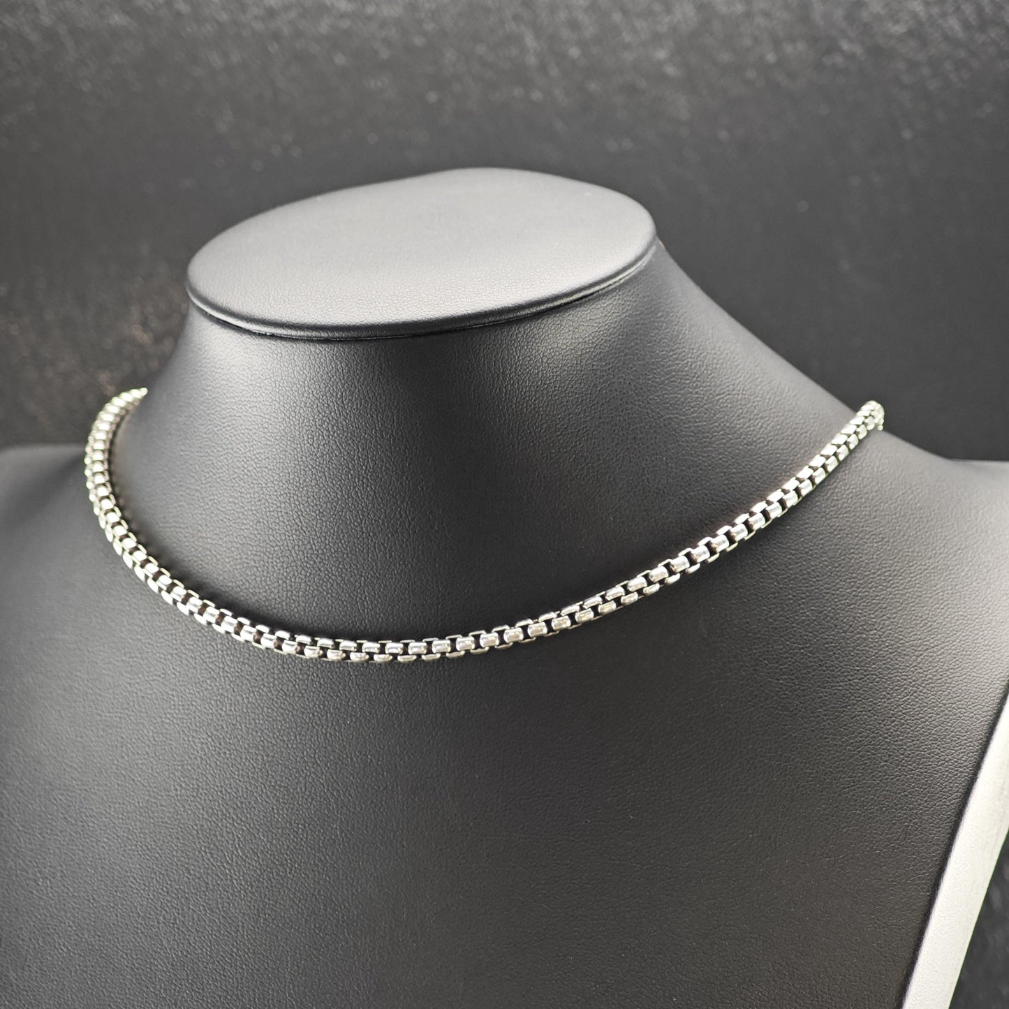 Vintage David Yurman Sterling Silver, 14K Gold Tag 3.6mm Box Chain Necklace