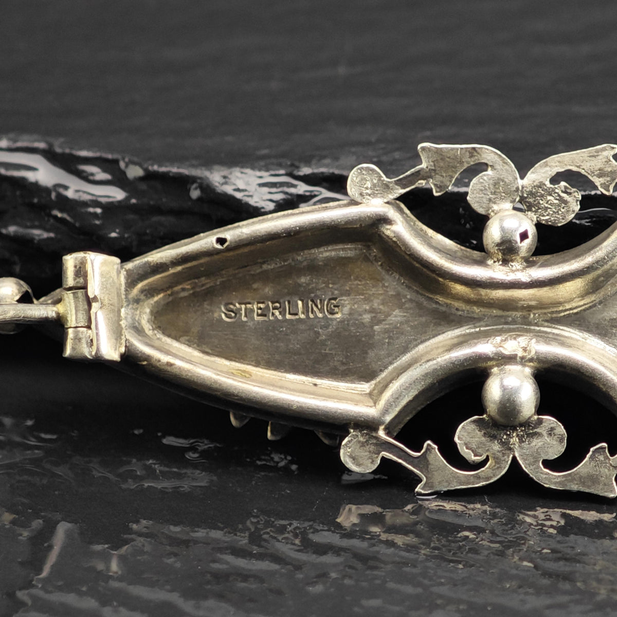 Rose Gold Accent Bird & Flower Brooch Sterling Silver B2243
