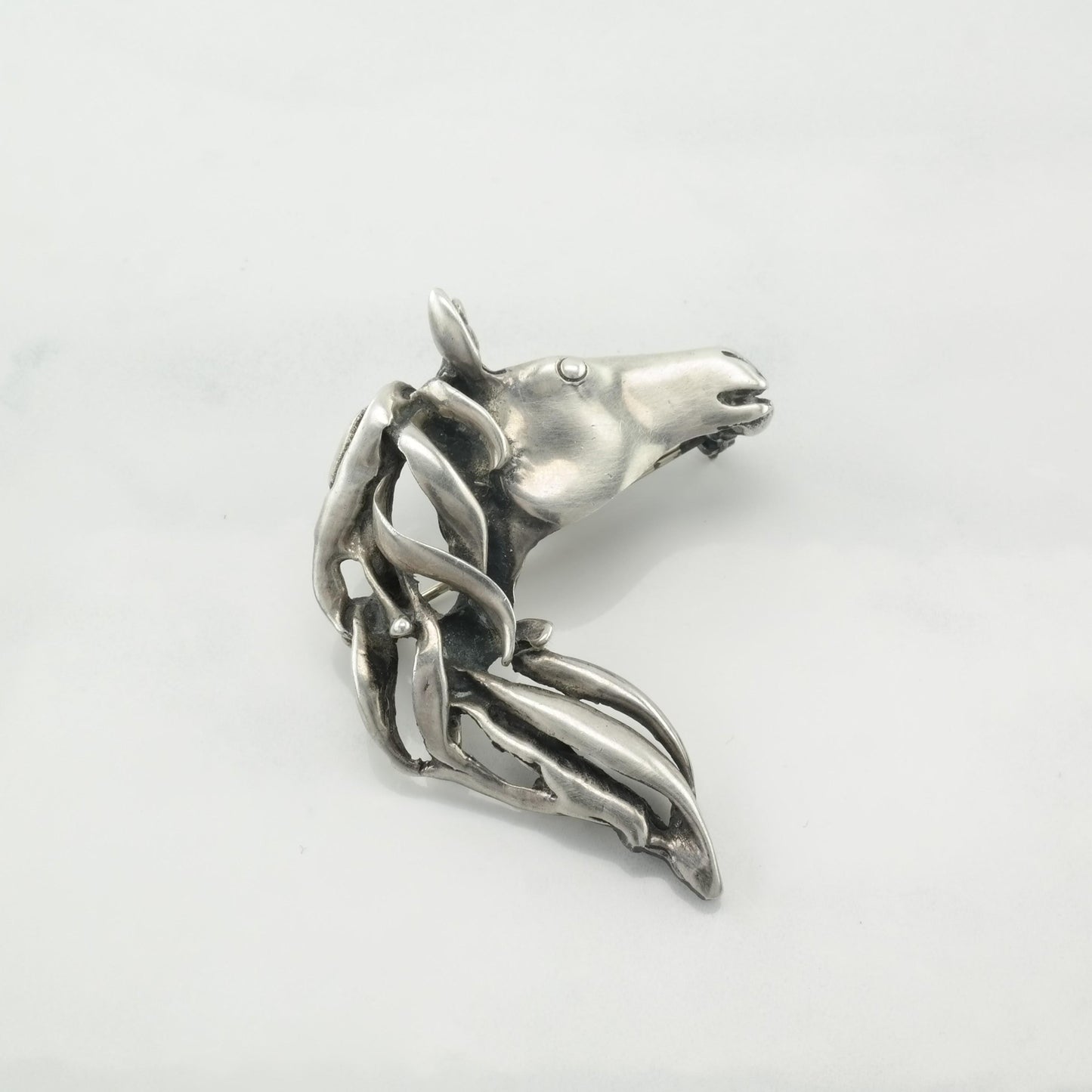 Vintage Hand Made Horse Brooch Pendant Sterling Silver Modernist Equestrian