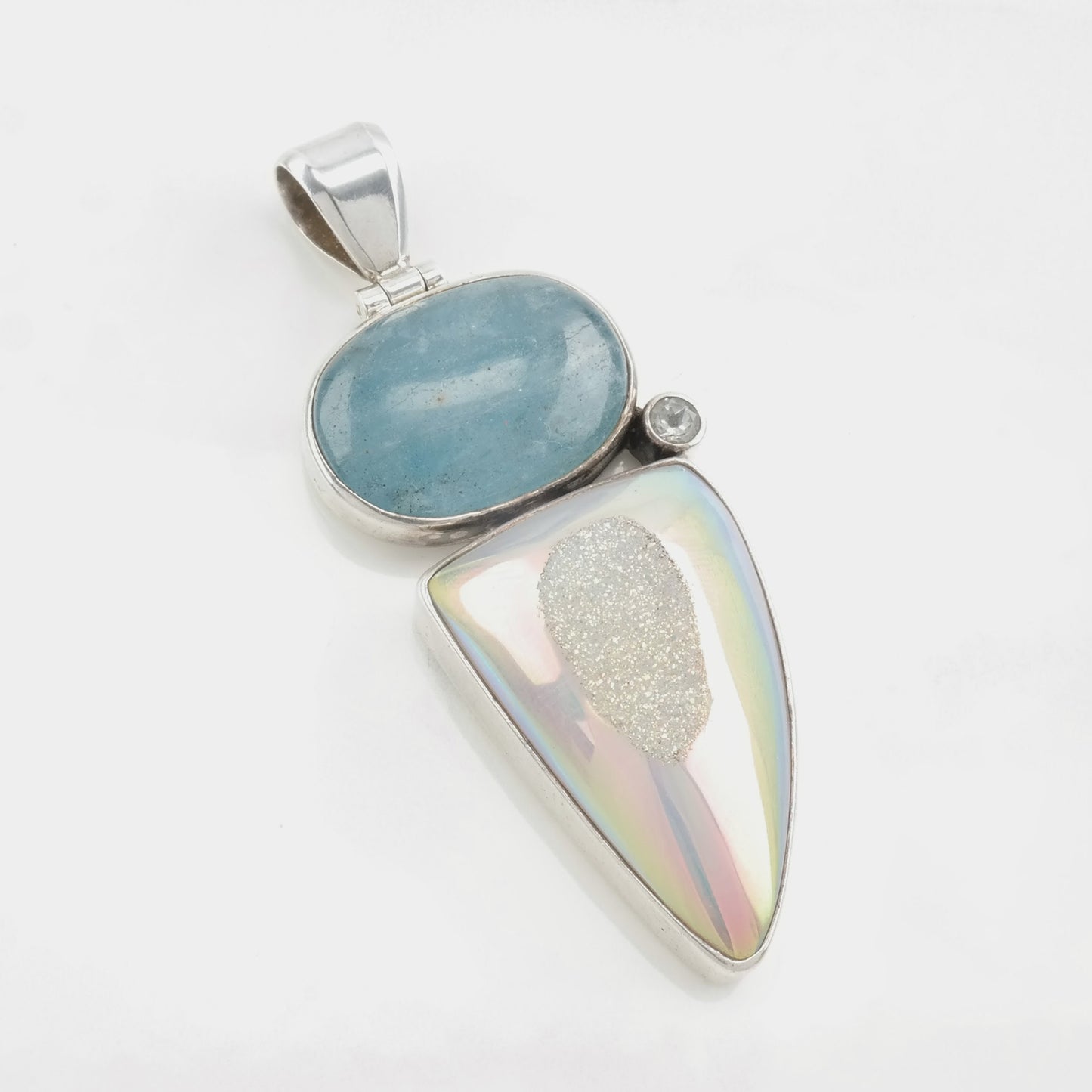 Vintage Starborn Blue Gemstone, Druzy Sterling Silver Pendant