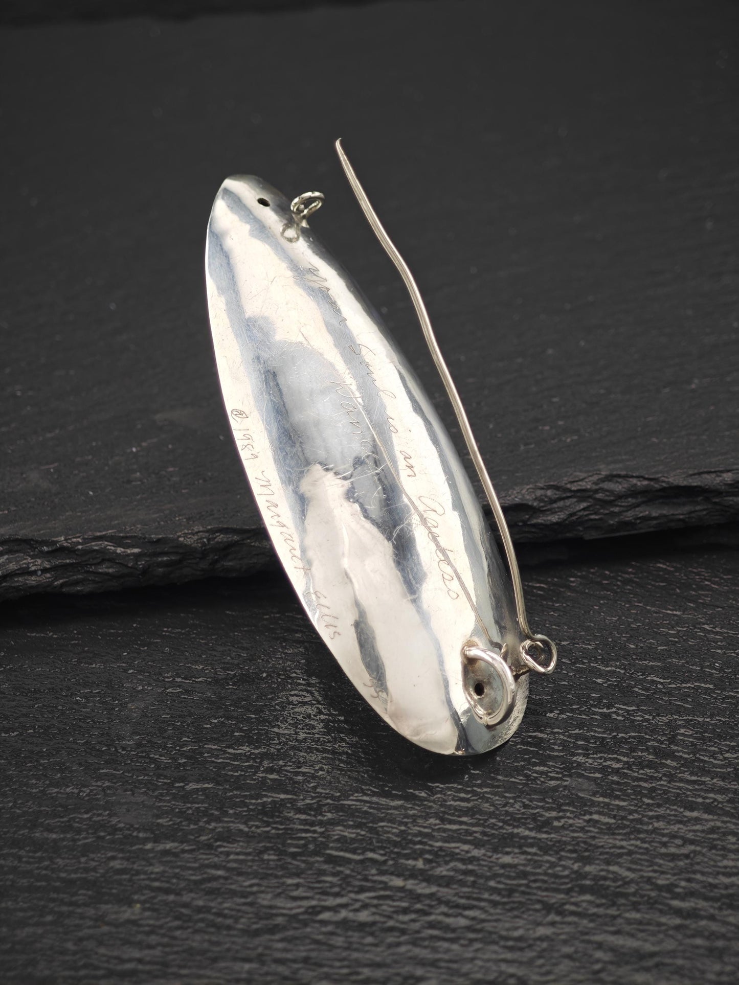 Margaret Ellis Hallow Hematite, Moonstone Brooch/Pendant Sterling Silver