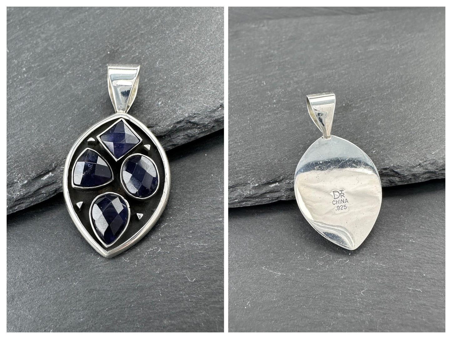 Choice of Vintage Blue Gemstone Pendants Sterling Silver