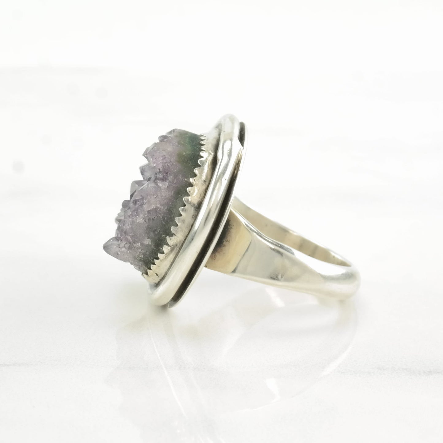 Tawney Cruz Ring Raw Amethyst Druzy Sterling Silver Size 8 1/4