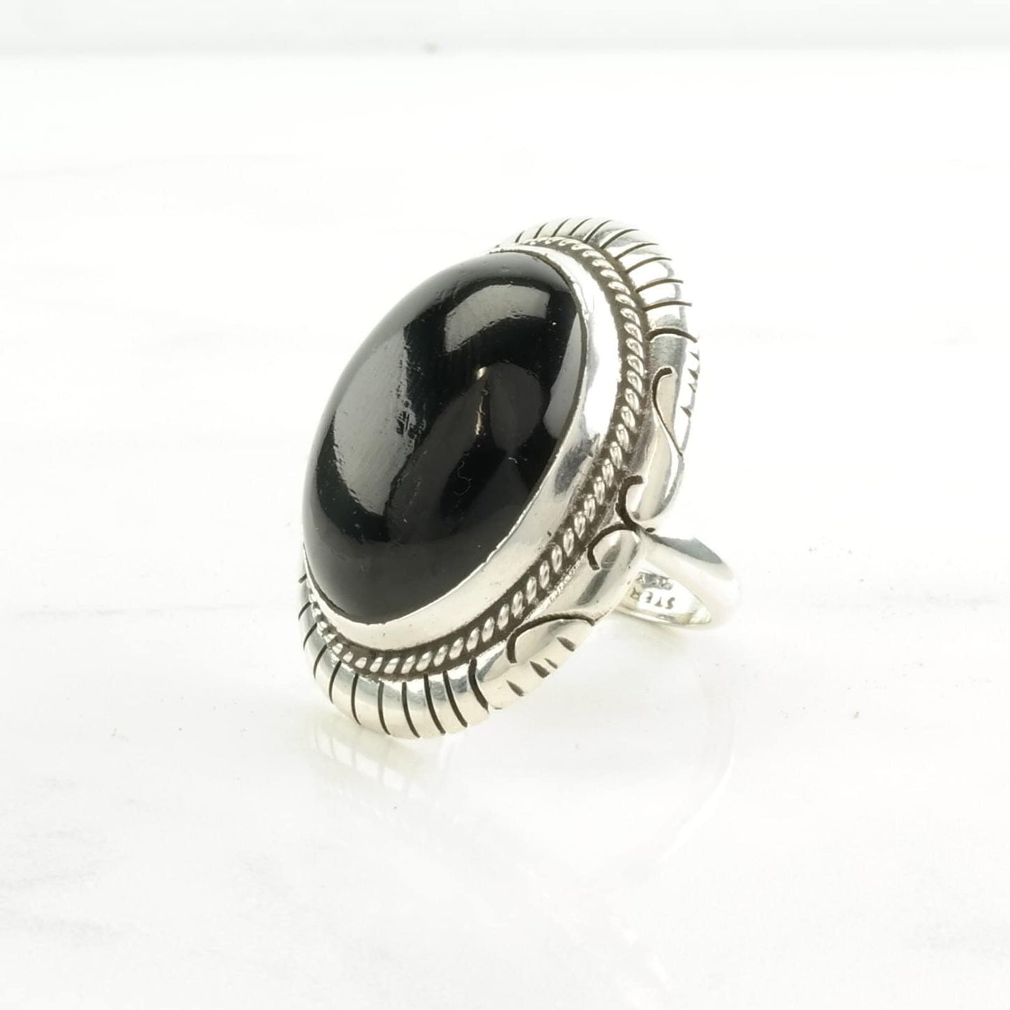 Native American Silver Ring Onyx Sterling Black Size 7