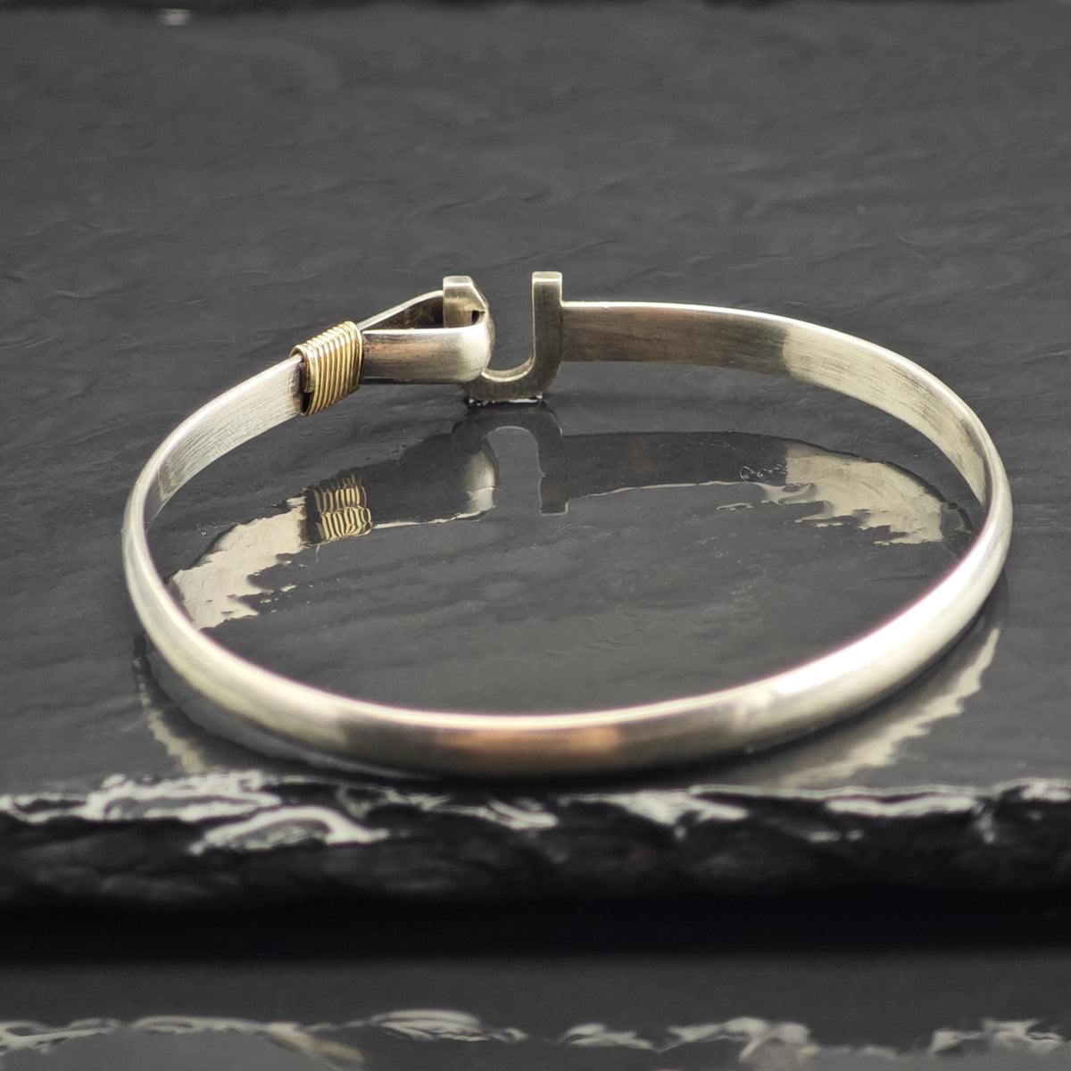 Hook 14k Gold Accent Sterling Silver Cuff Sz 6 3/4" BR3152