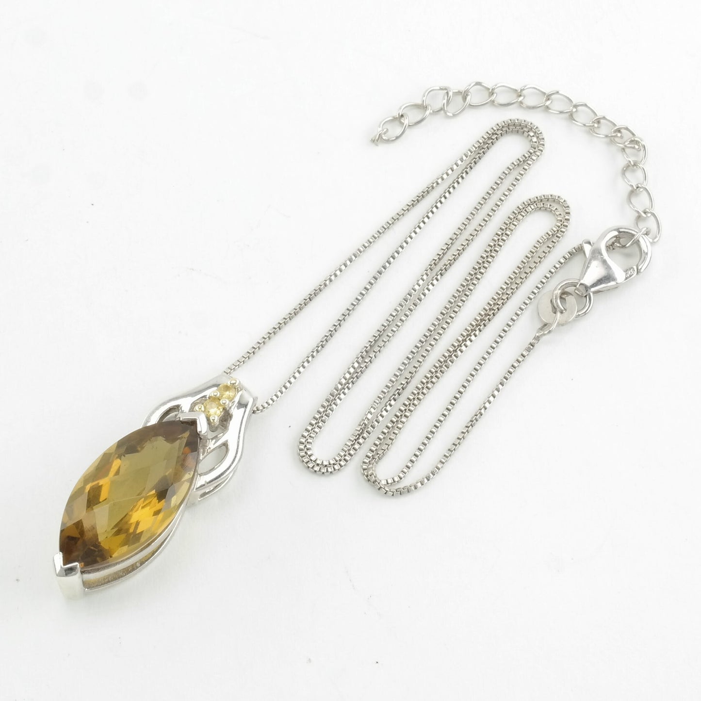 Sterling Silver Yellow Citrine, Yellow Topaz Necklace