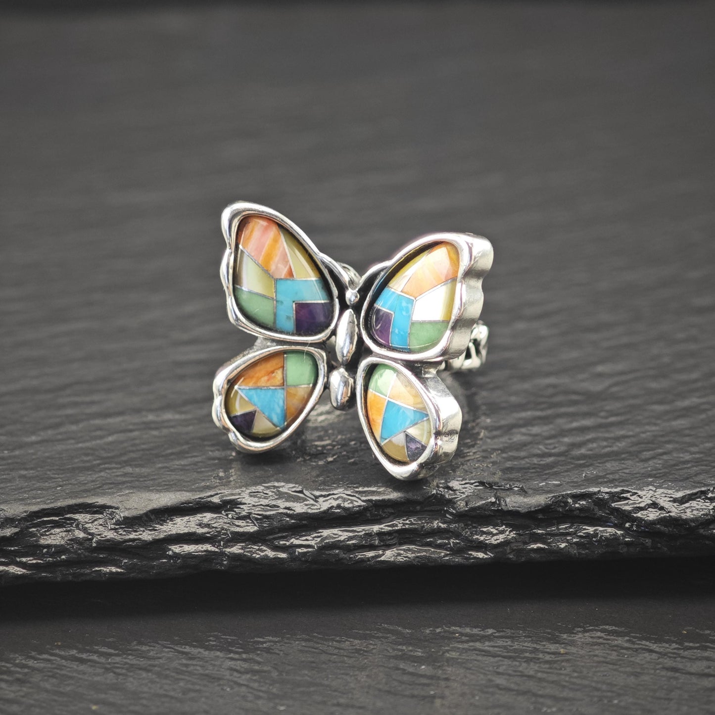 Carolyn Pollack Butterfly Inlay Ring Sterling Silver