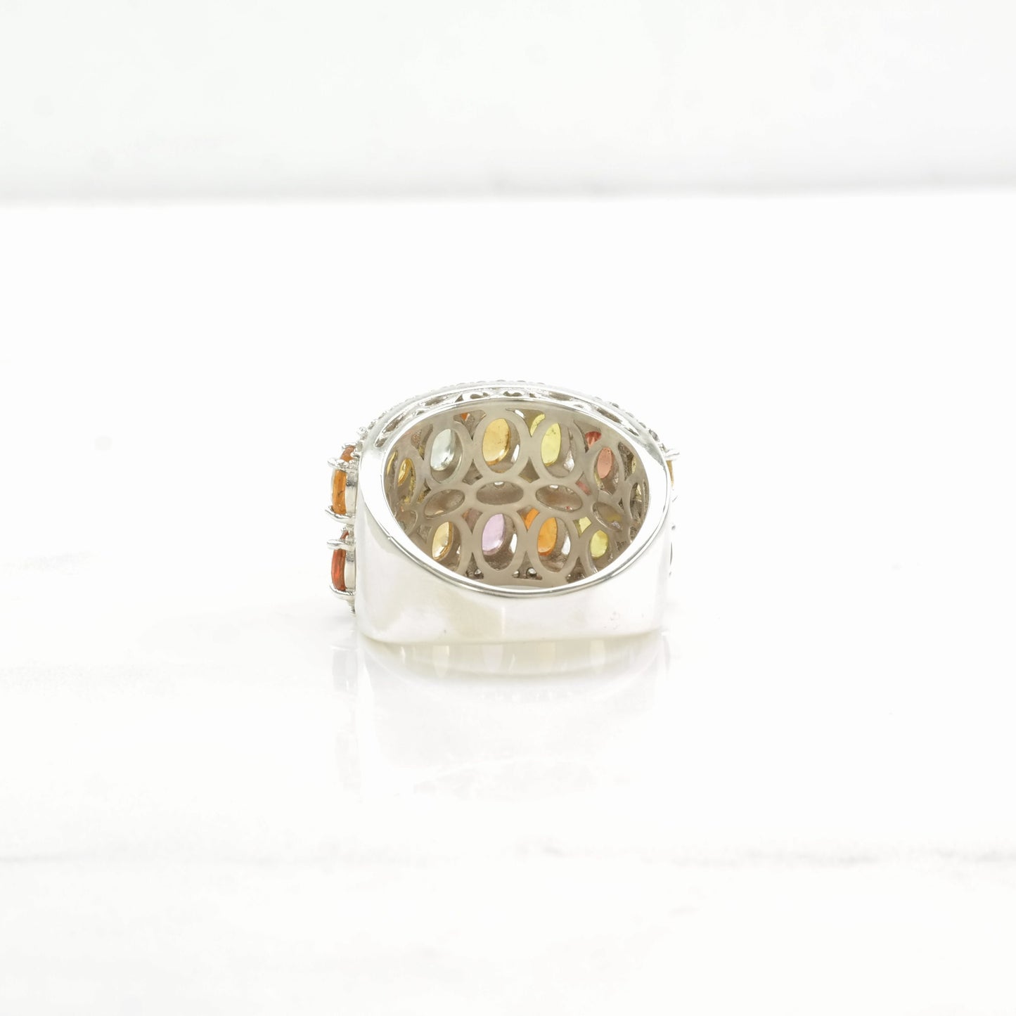Sterling Silver Ring Sapphire Rainbow Multi Color Sz7 R4687