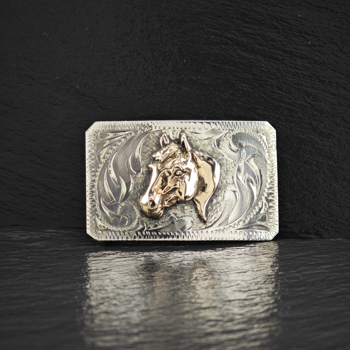 Vintage Western Style Horse Belt Buckle in Sterling Silver