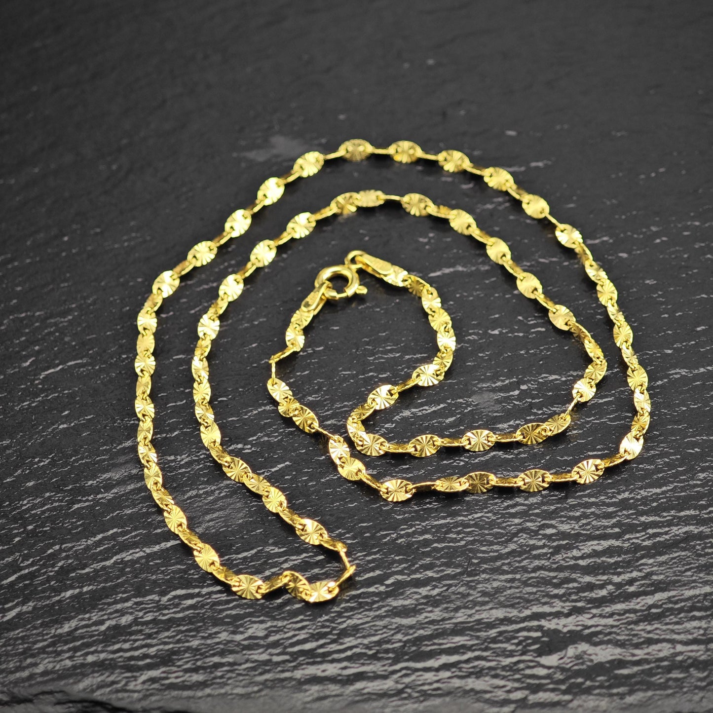 Gold Plated Marina Link Chain Italy Sterling Silver Necklace N2760