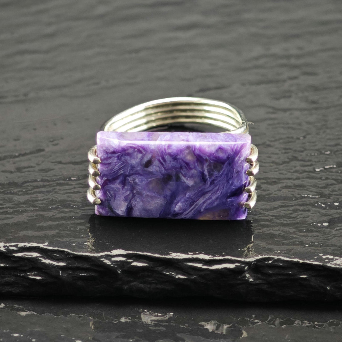 Charoite Sterling Silver Ring Sz 10 1/2 R6849