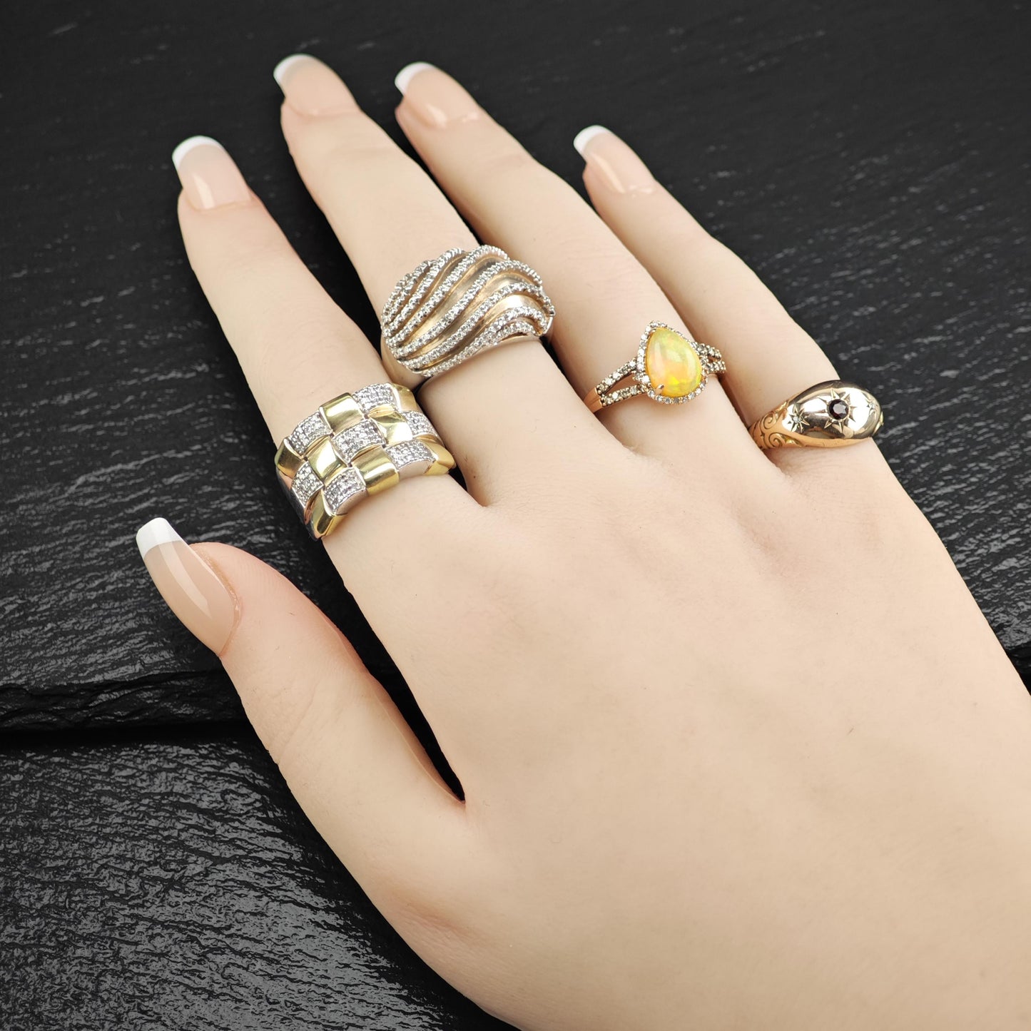 Sterling Silver Gold Gilded Diamond Ring JWBR