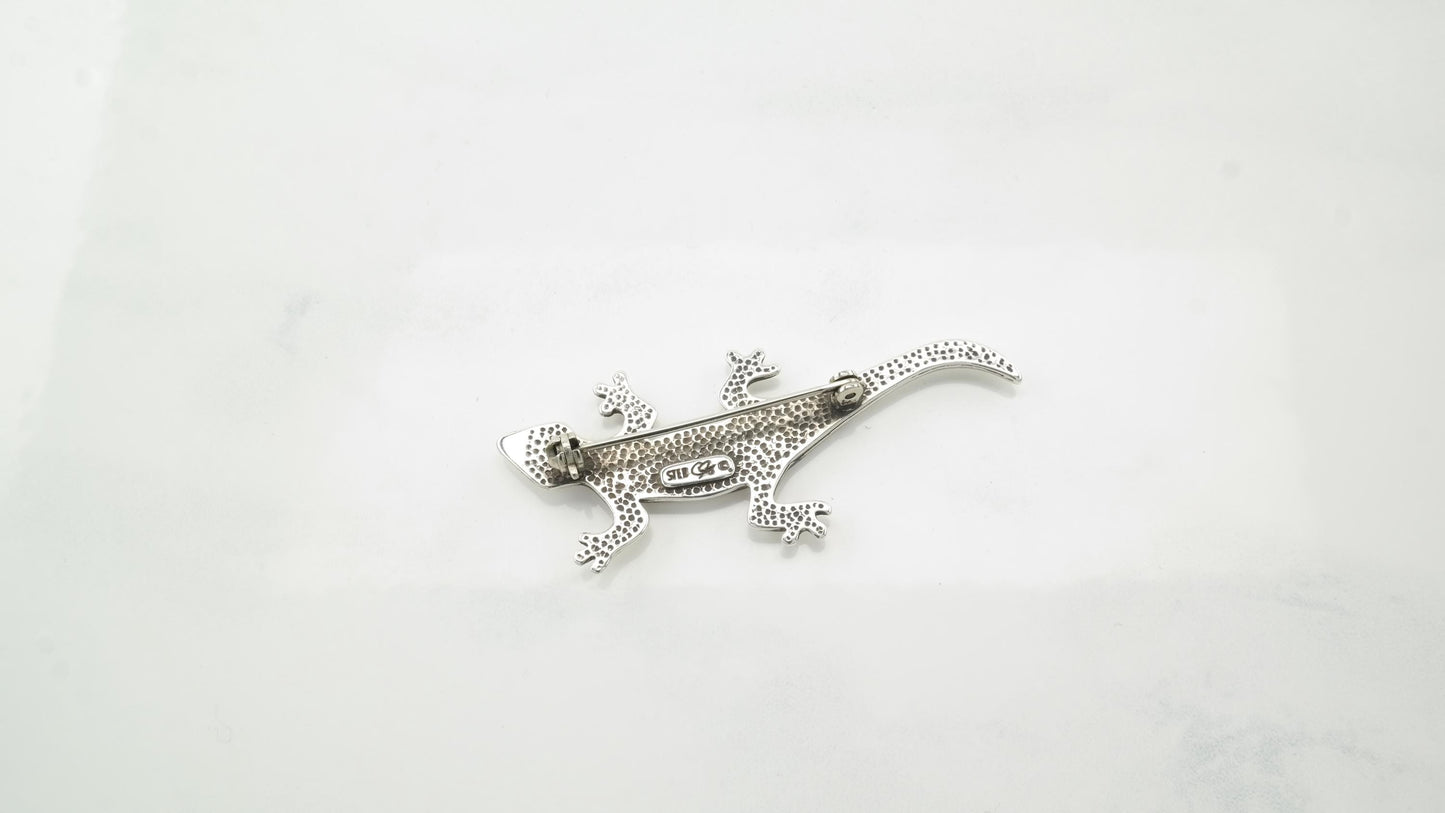 Carolyn Pollack Salamander Lizard Brooch Sterling Silver Turquoise Coral