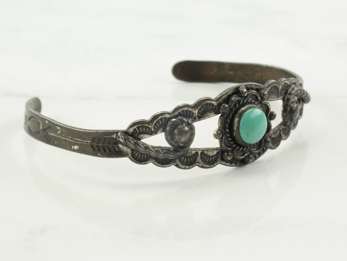 Bell Co Sterling Silver Cuff Bracelet Turquoise Circle