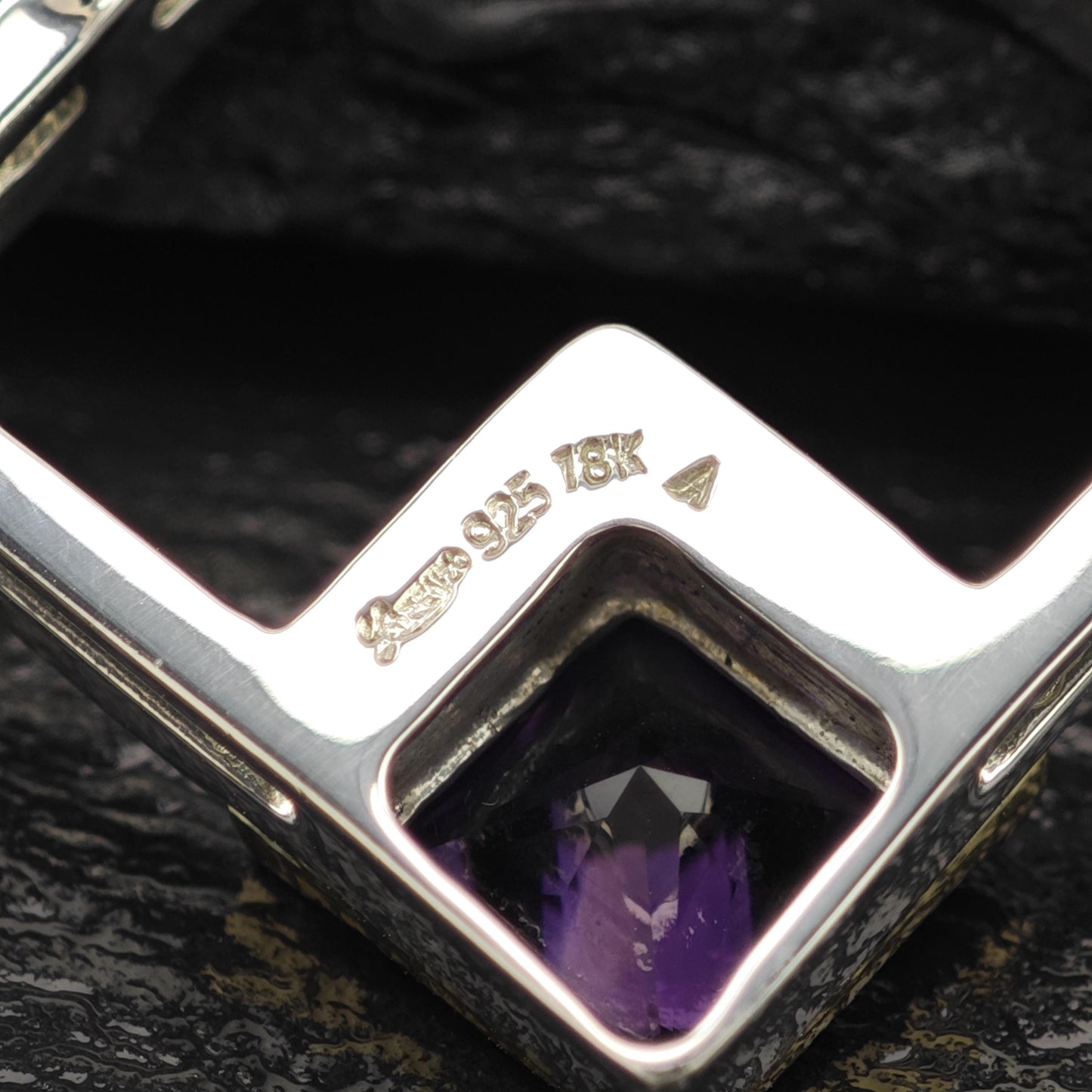 Amethyst 18K Gold Accent Abstract Pendant Sterling Silver P2795