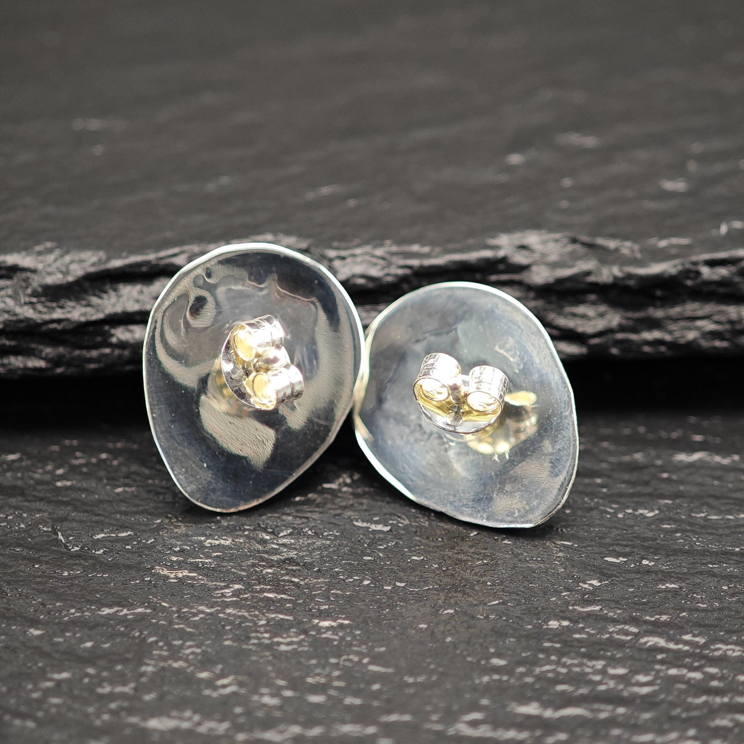 Southwest Blue Turquoise, Shadow Box Bear Paw Stud Earrings Sterling Silver