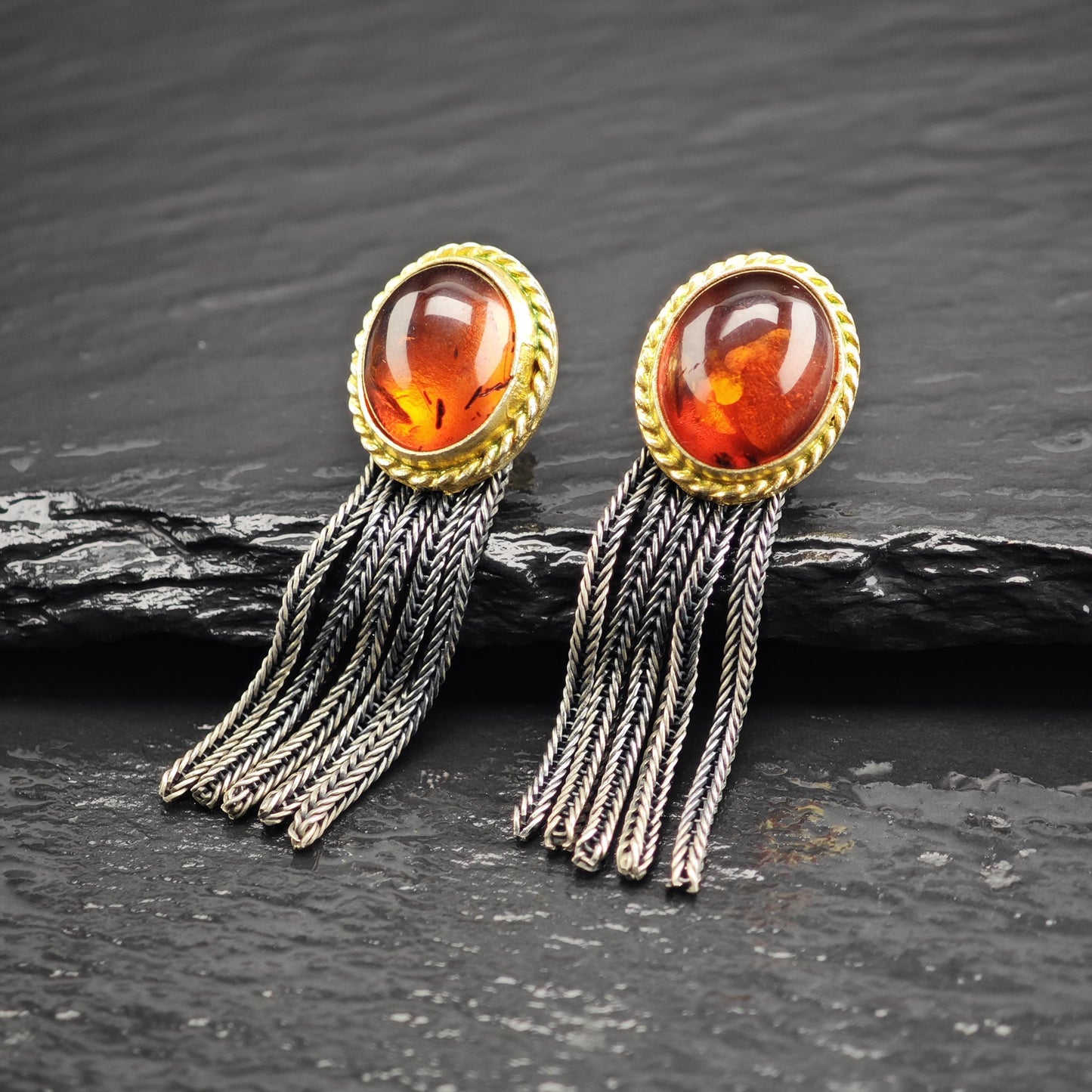 Amber Stud Sterling Silver Earrings ER3125