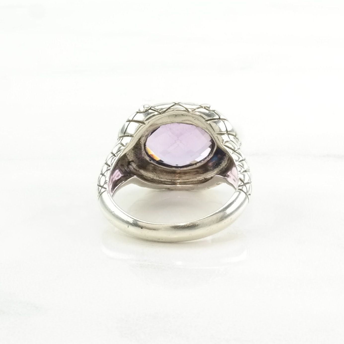 Sterling Silver Ring Created Amethyst Purple Size 7