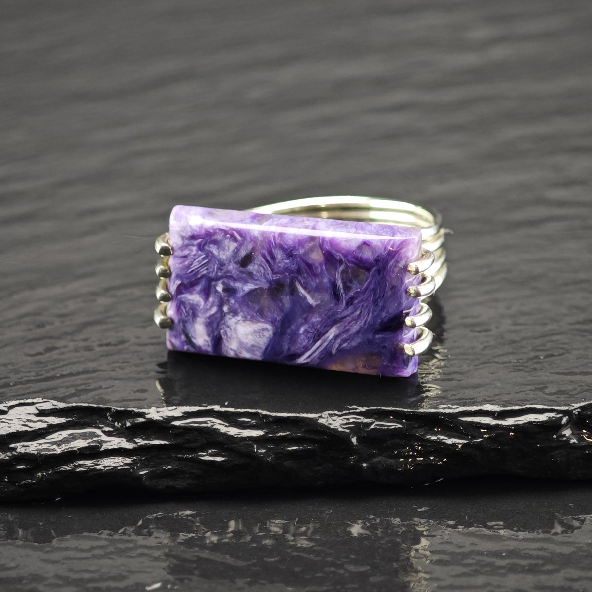 Charoite Sterling Silver Ring Sz 10 1/2 R6849
