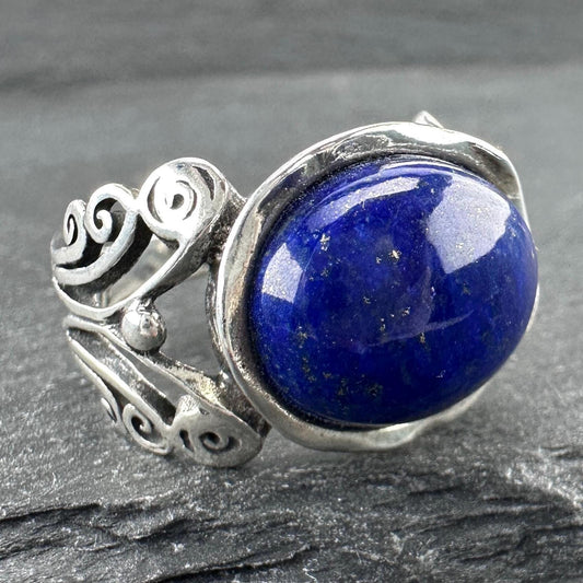 Israel Oval, Lapis Ring Sterling Silver