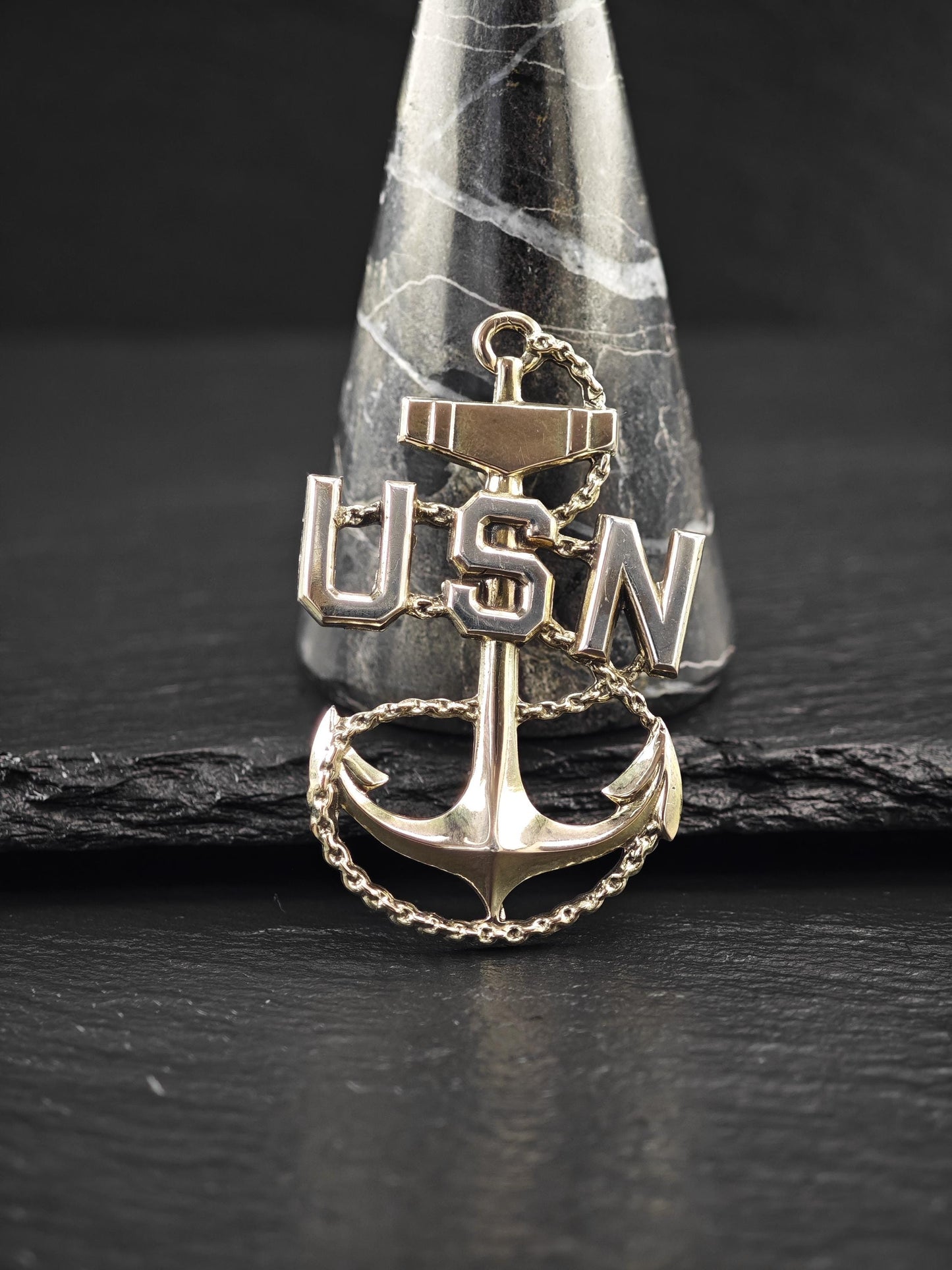 US Navy Gold Anchor Pin Brooch/Pendant Sterling Silver