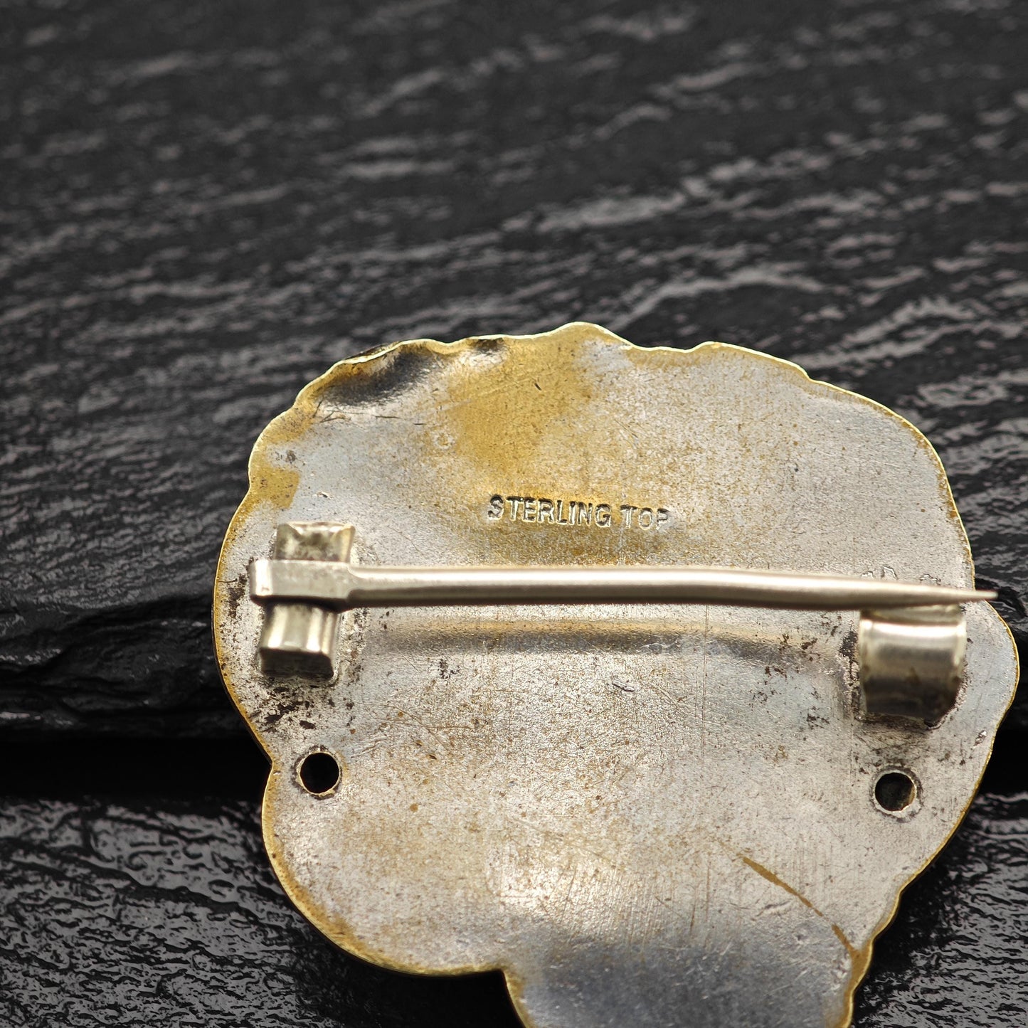 Damaged, Art Nouveau Children Brooch Sterling Top