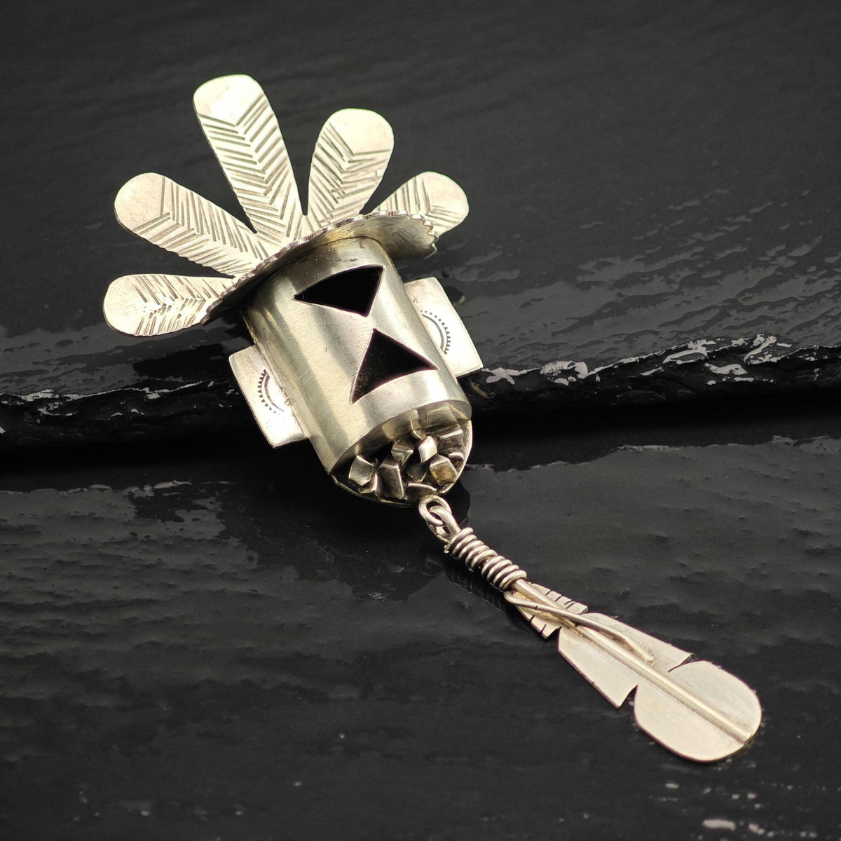 Large Kachina, Feather Sterling Silver Pendant/Brooch P3140
