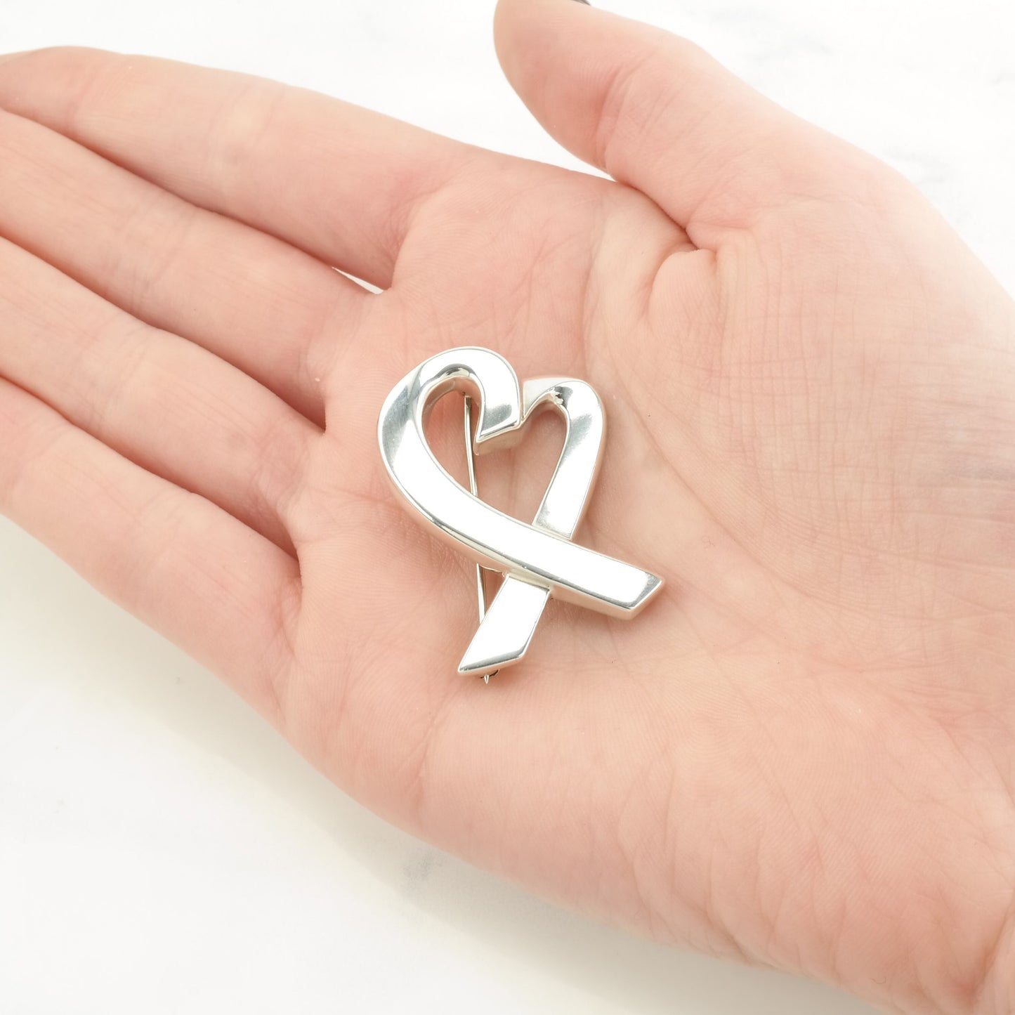 Choice: Tiffany & Co. Sterling Silver Brooch Heart XO