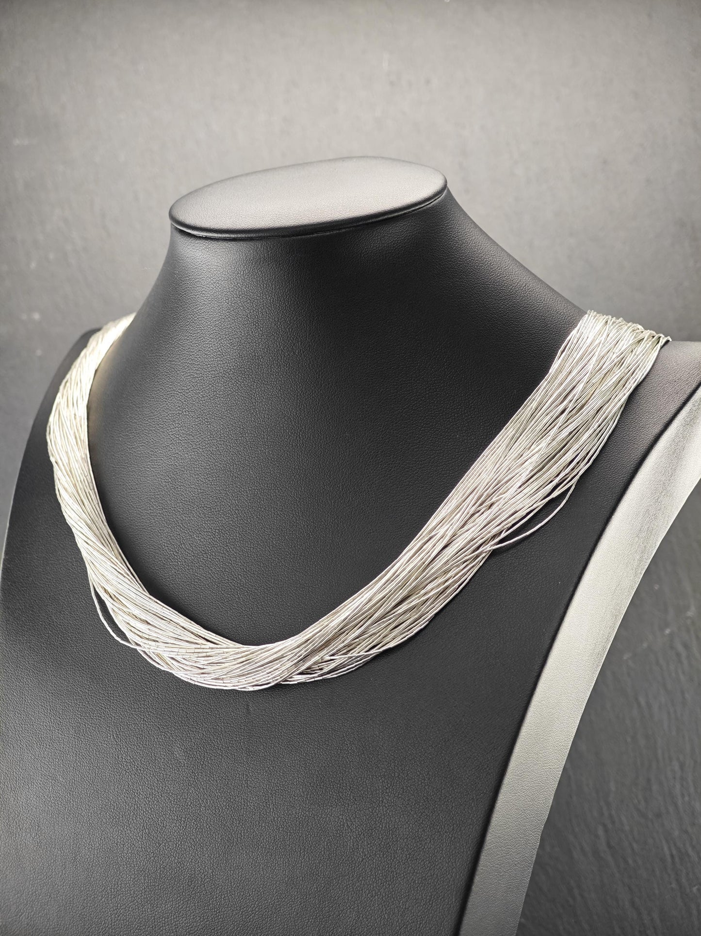 Sterling Silver, Liquid Heishi 75 Strand Necklace N2434