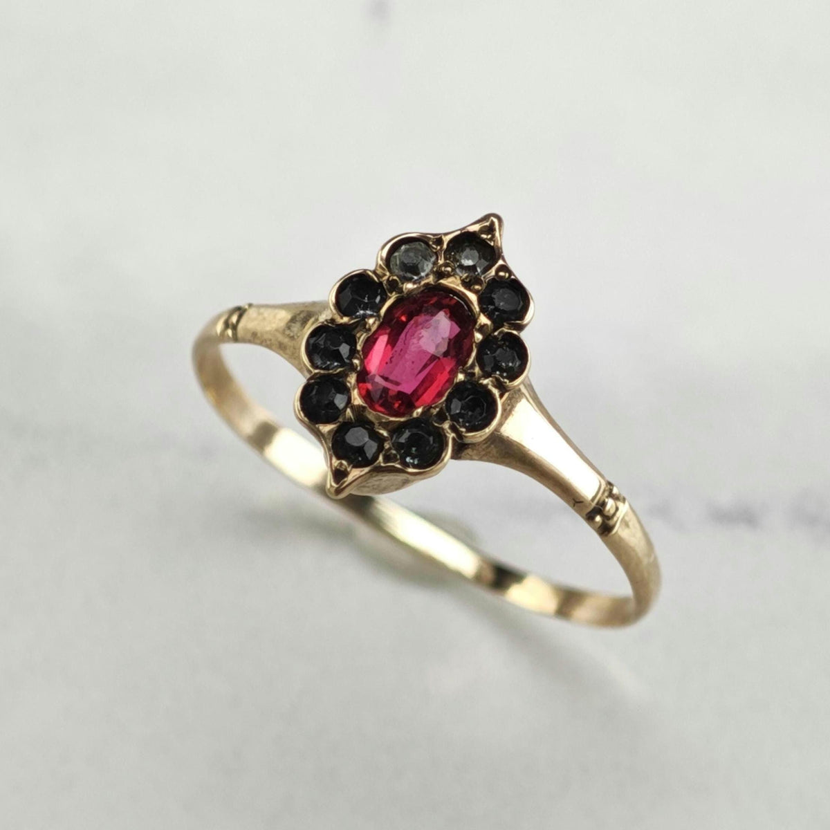 Victorian Paste 8K Yellow Gold Ring Sz 7 R6781
