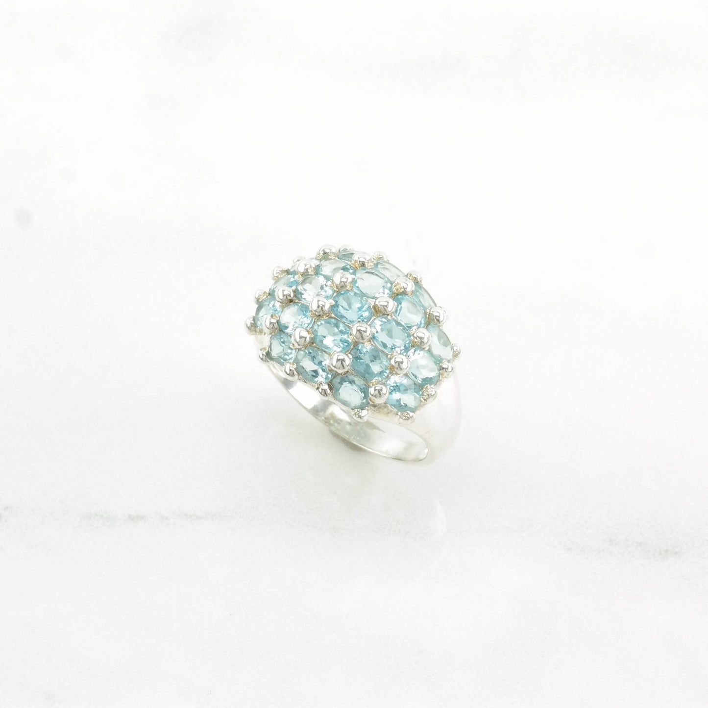 Vintage Sterling Silver Ring Topaz Blue Size 9