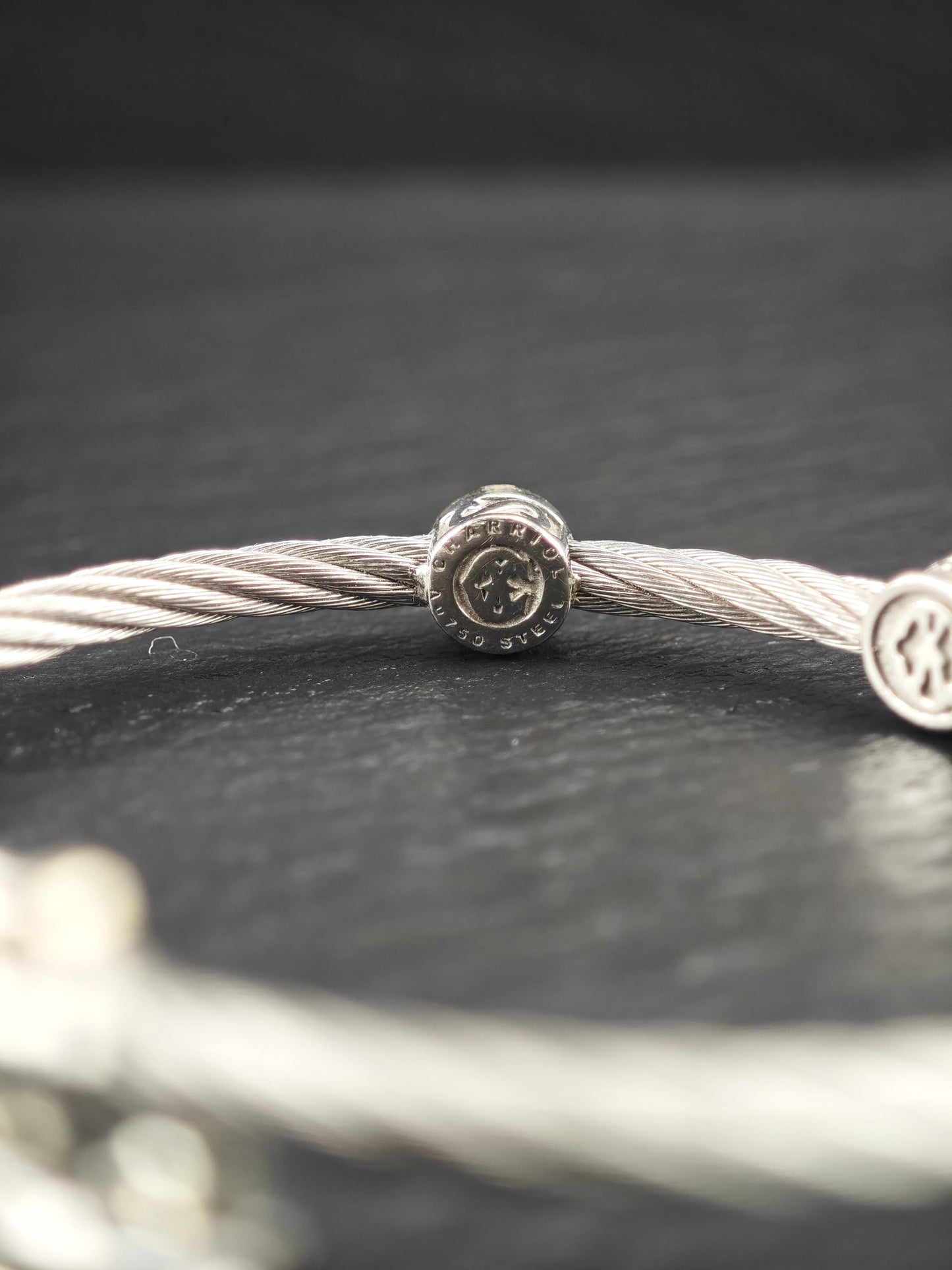 Set of two Charriol 18k Gold, Diamond Station Bangle Bracelet on Steel