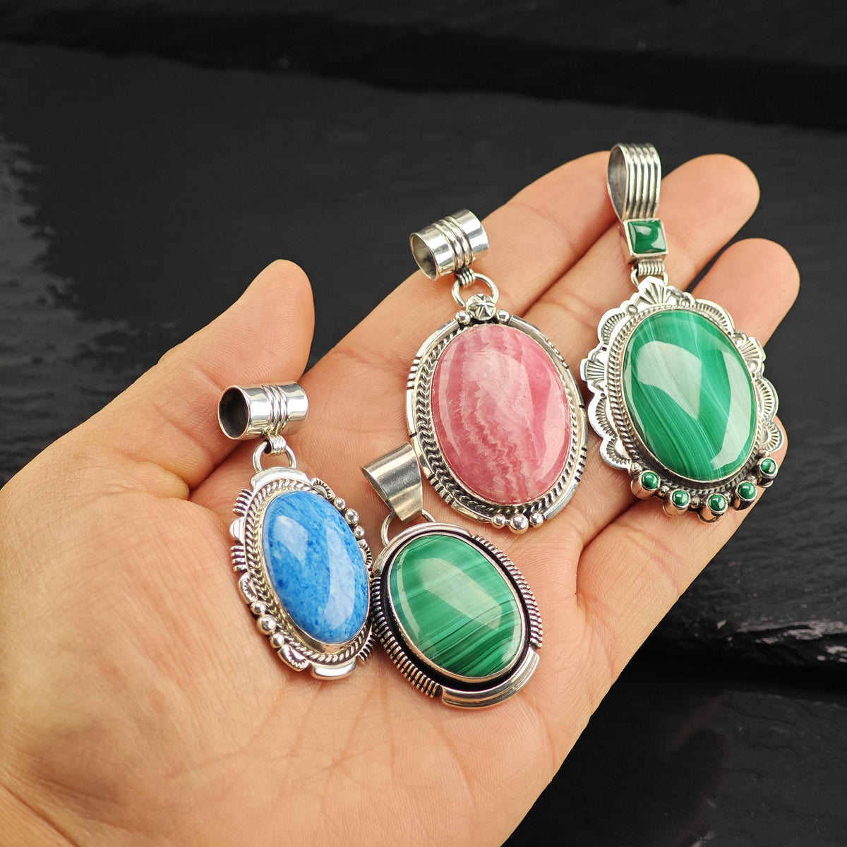Choice of SW Oval Stone Pendant Sterling Silver P3134
