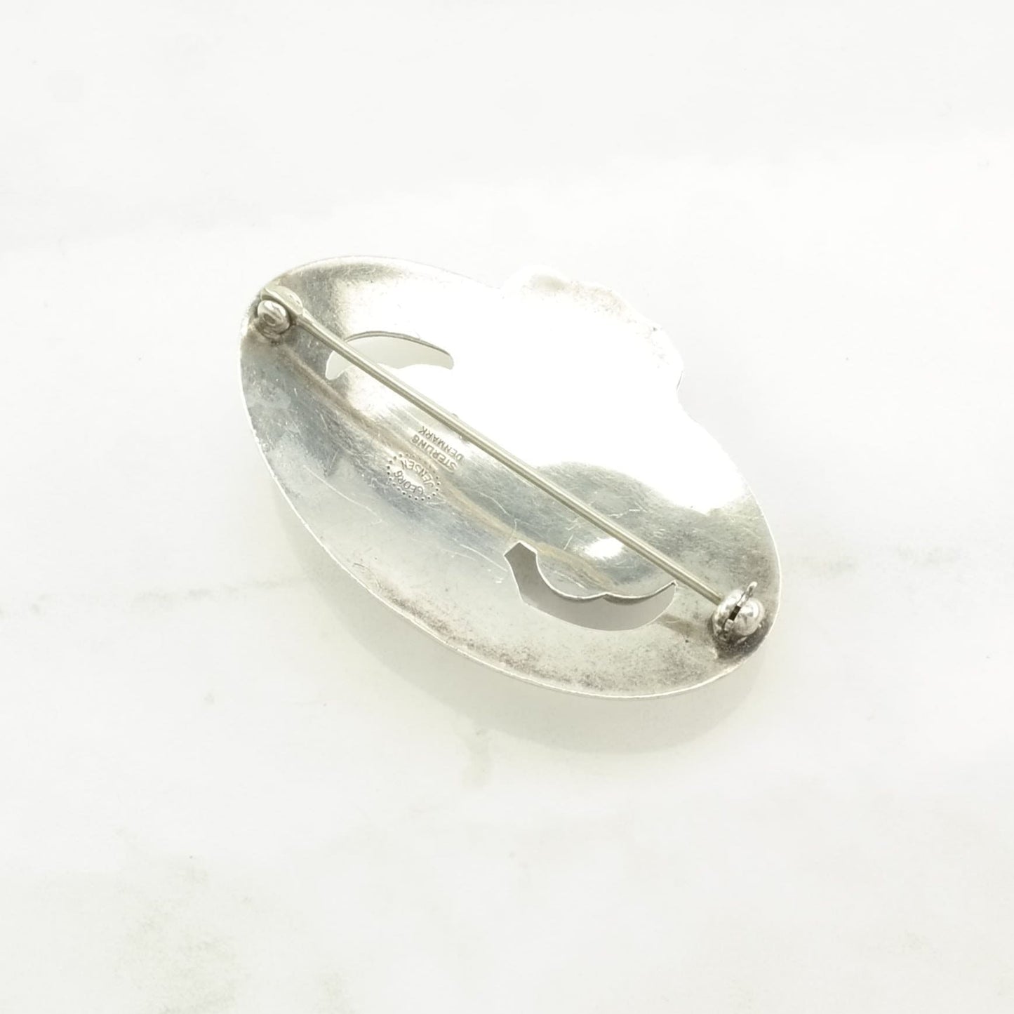 Georg Jensen Sterling Silver Brooch 28 Moonstone, Floral