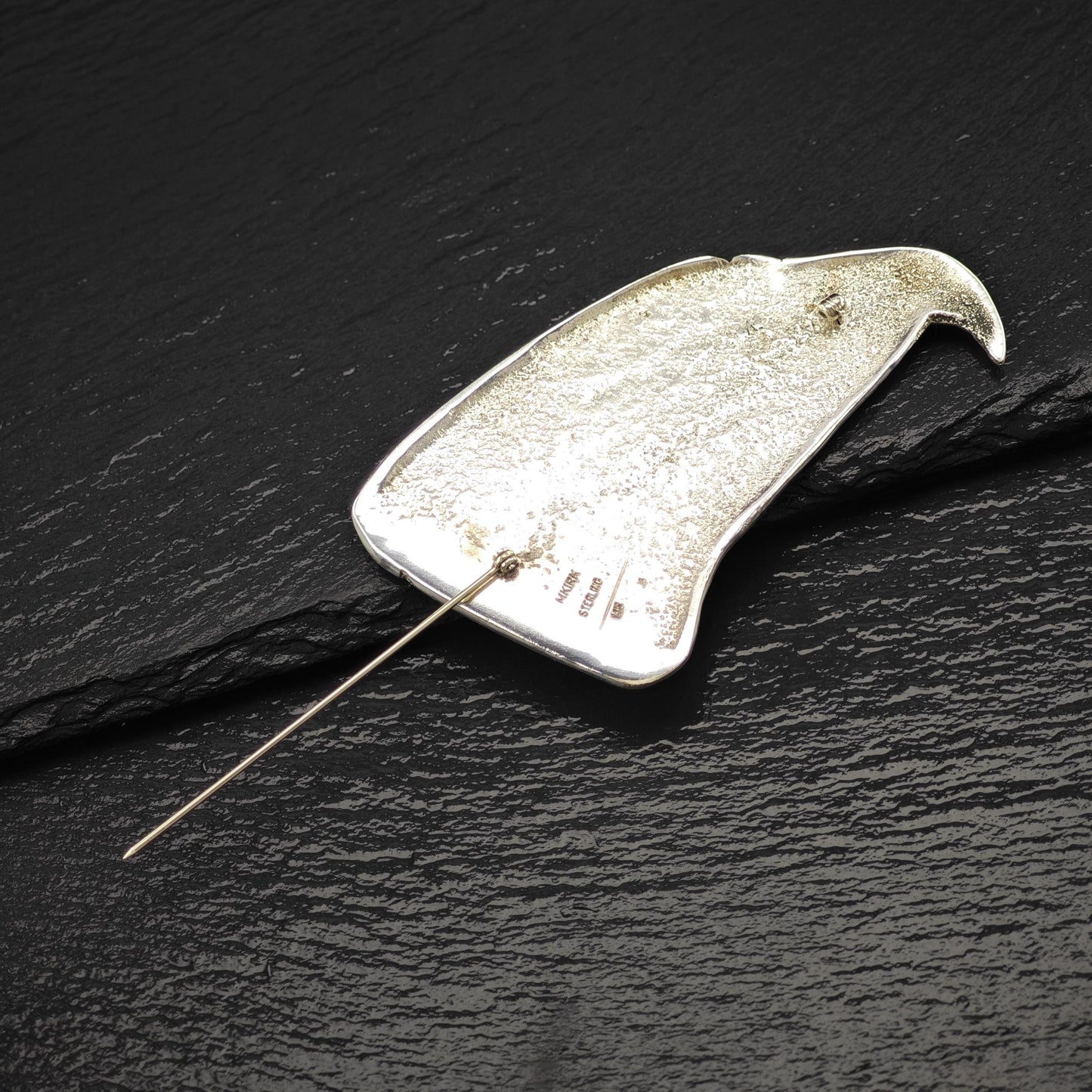 Navajo 14k Gold Eye, Eagle Head Brooch Sterling Silver