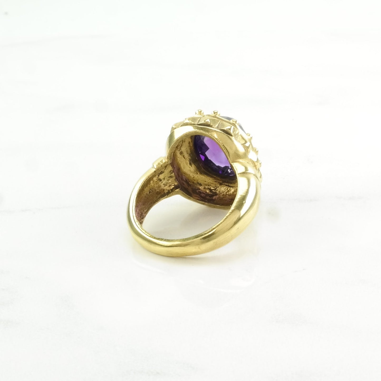 Sevan Silver Ring Amethyst Gold Plated Sterling Purple Size 7 1/4