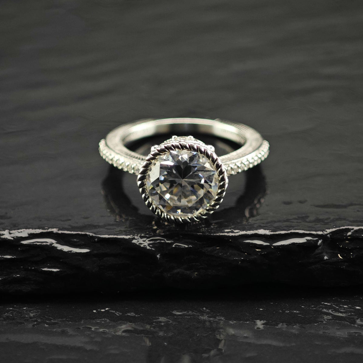 Vintage Judith Ripka DQCZ Sterling Silver Ring Sz 5 R6833