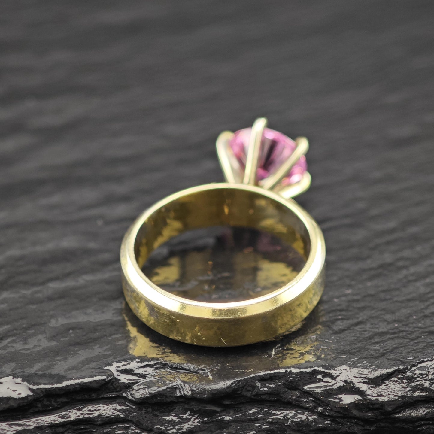 Pink CZ 14K Gold Plated Ring Sterling Silver Sz 5 R6162