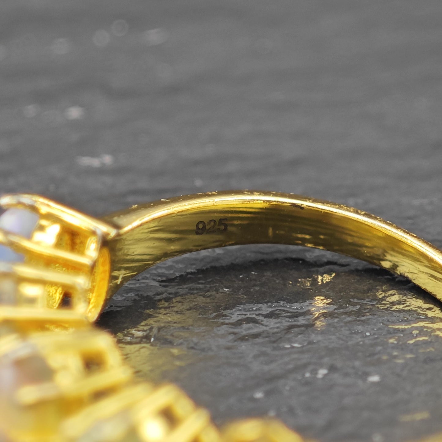 Yellow Opal Gold Plated Ring Sterling Silver Sz 8