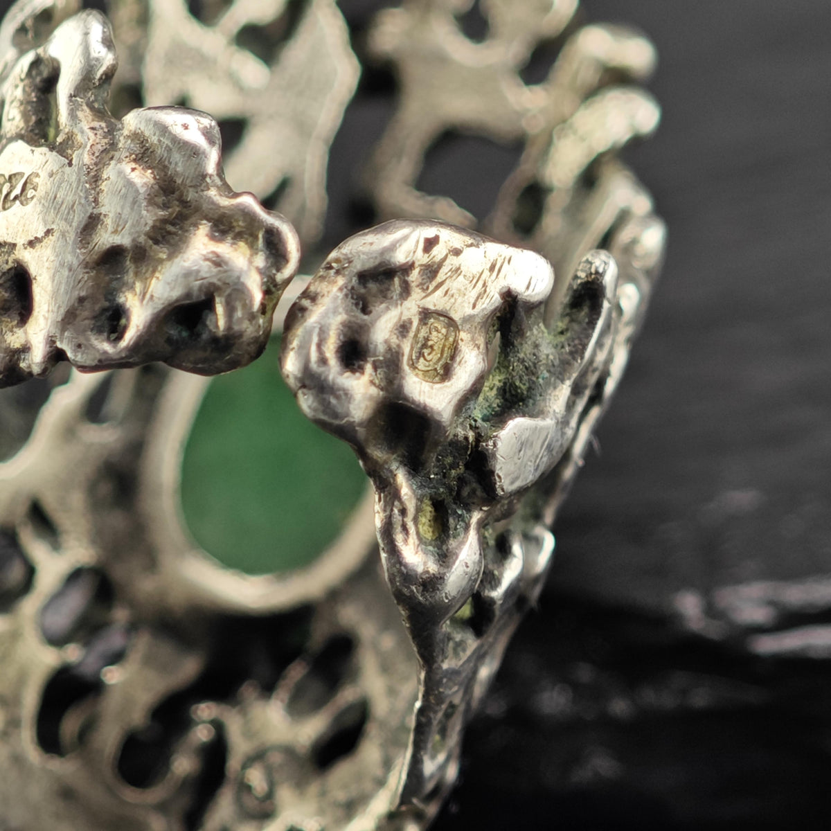 Brutalist Aventurine Open Band Ring Sterling Silver Ring Sz 6 R6867