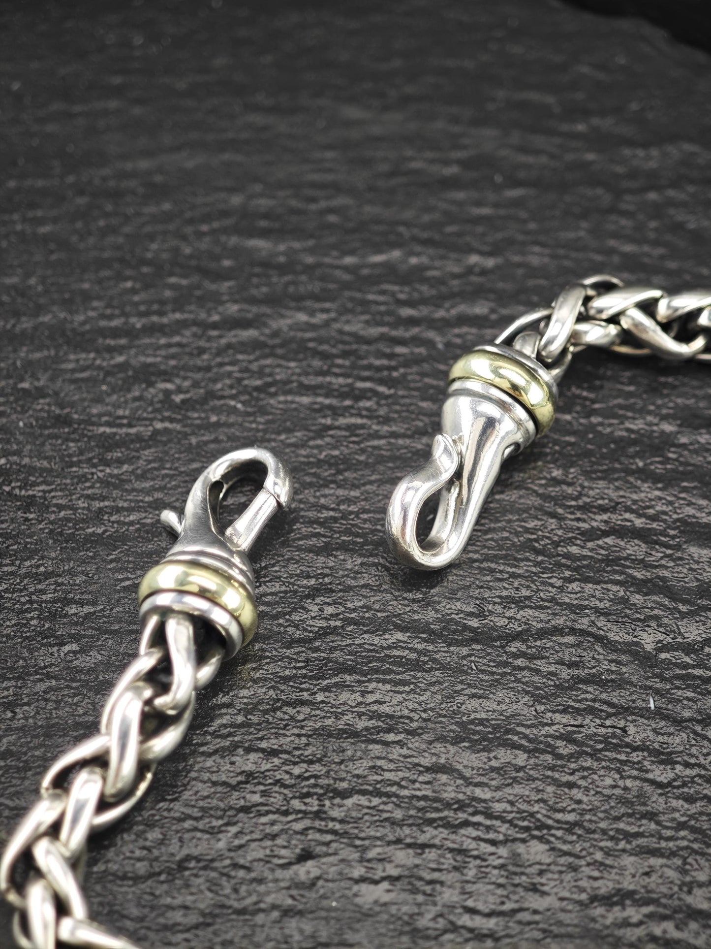 David Yurman 14k Gold Accent 6mm, Wheat Chain Necklace Sterling Silver N2460