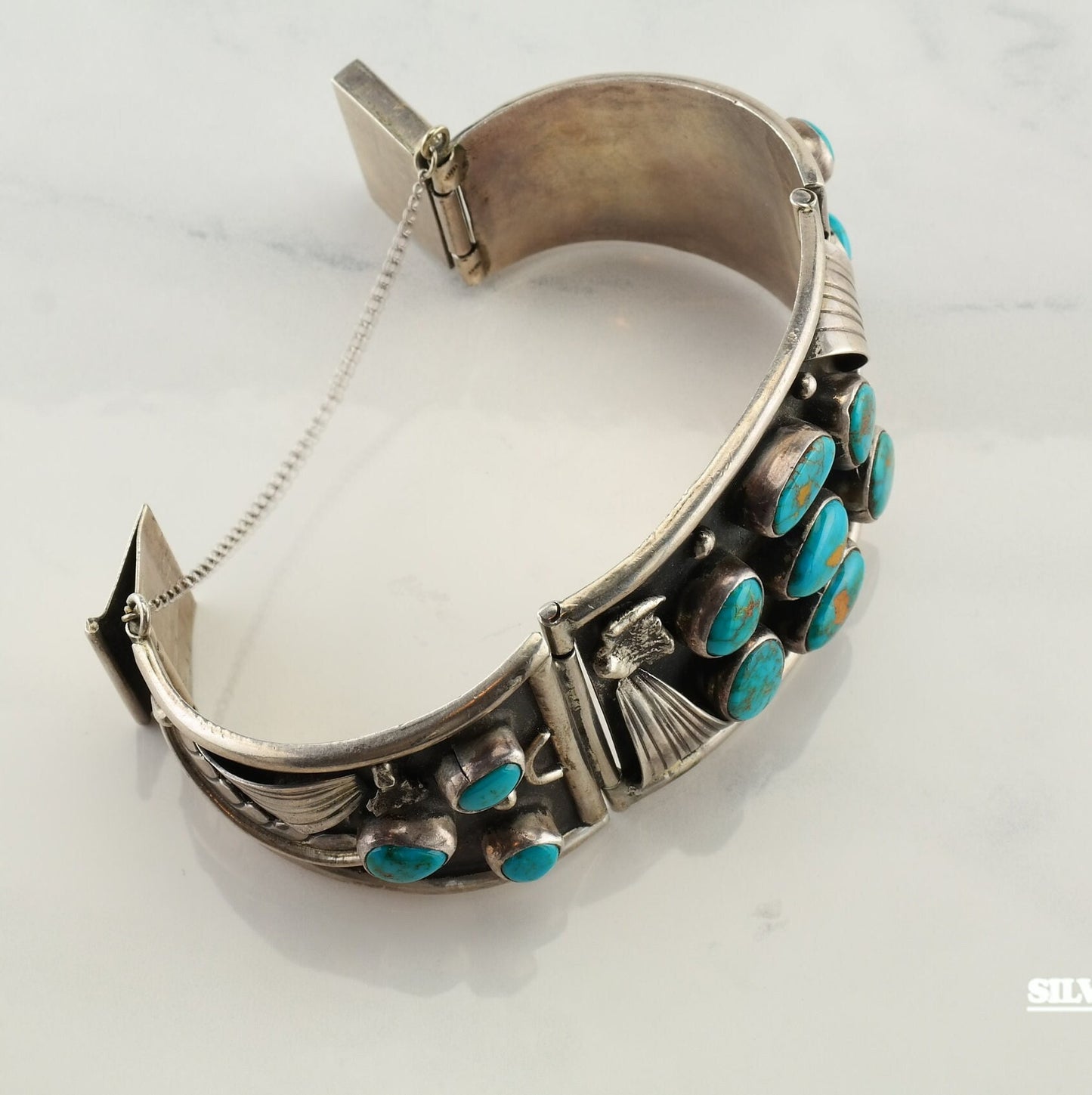 Native American Turquoise Cuff Sterling Silver Bracelet