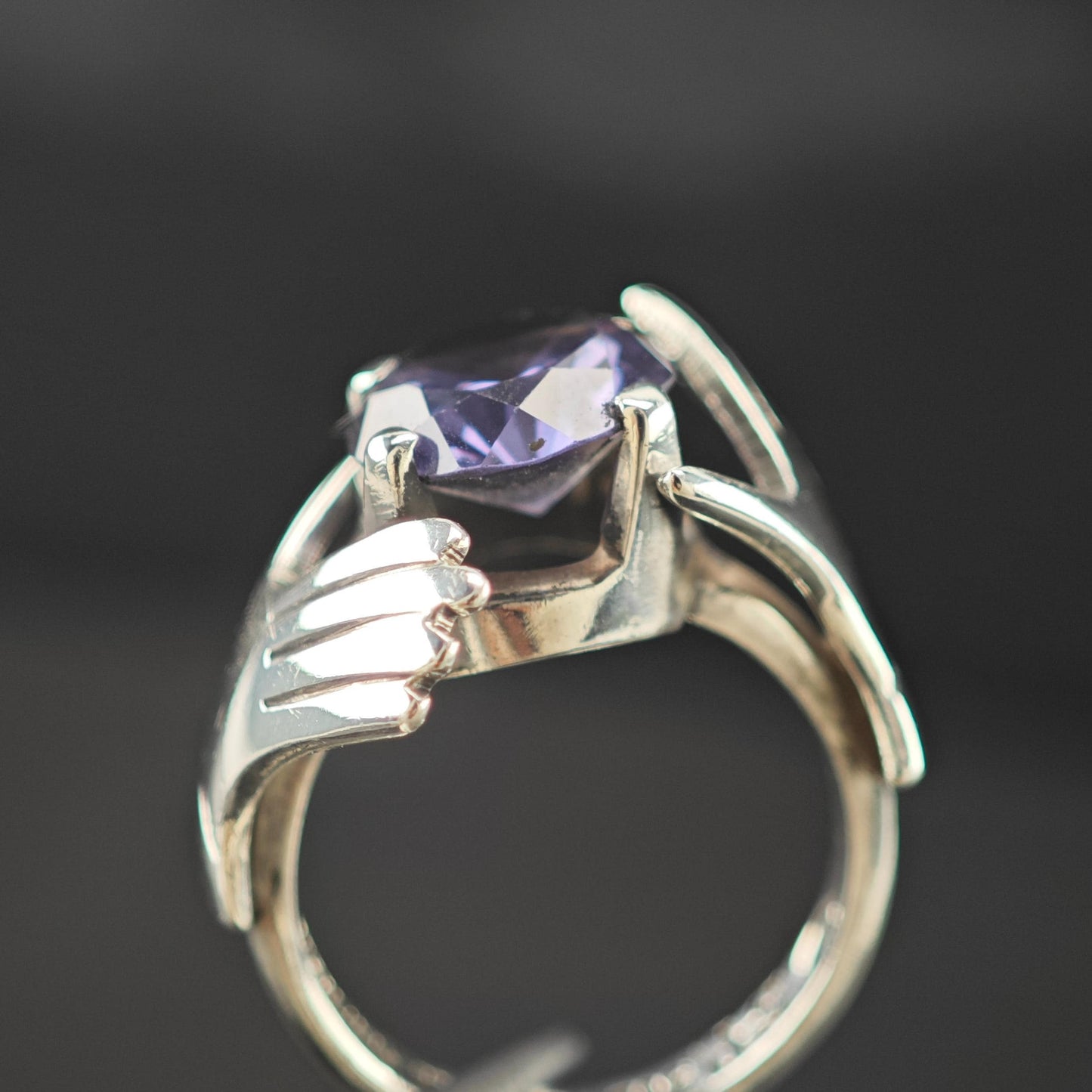 Mexican Alexandrite Hands Ring Sterling Silver, Color Change