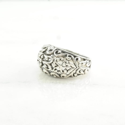 Sterling Silver Ring Filigree Floral Size 8 1/2