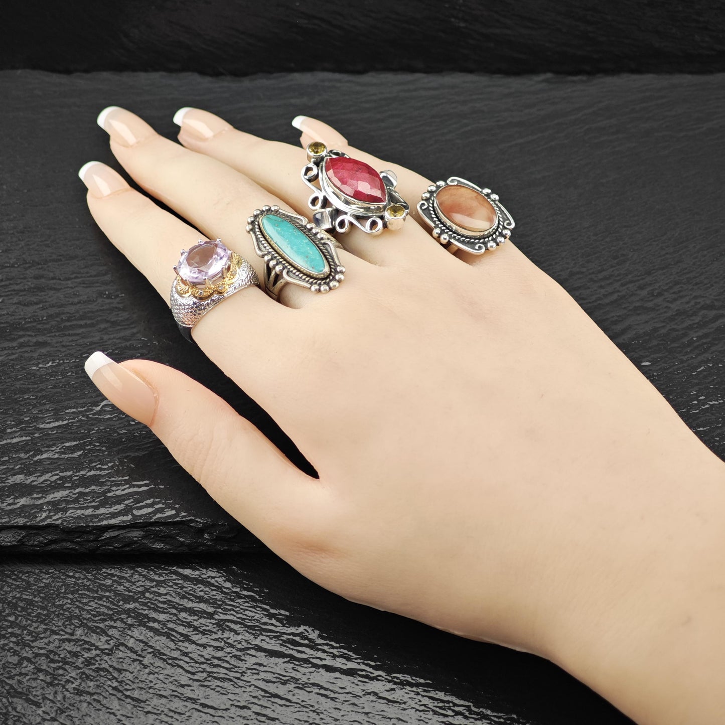 Bell Trading Navette Turquoise Ring Sterling Silver Size 7 3/4 R5970