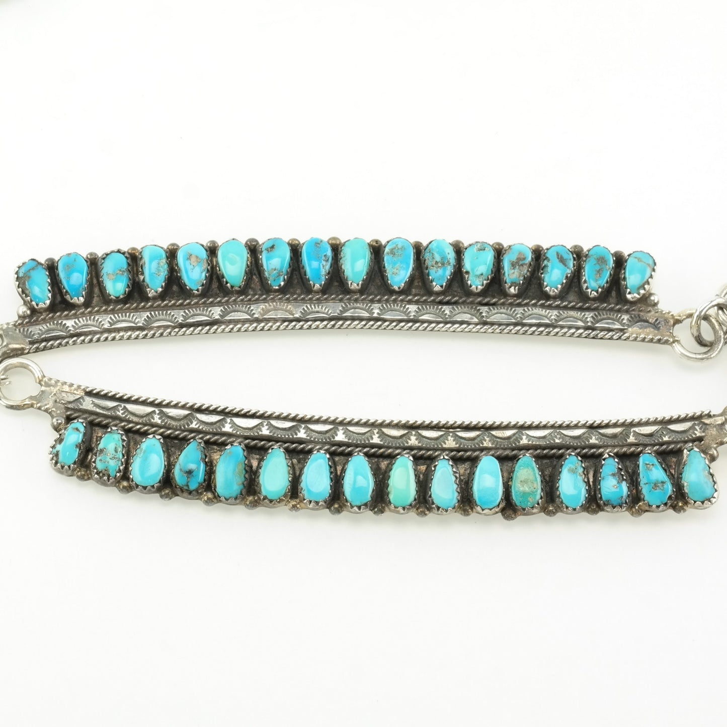 Native American Sterling Silver Blue Turquoise Cluster Necklace