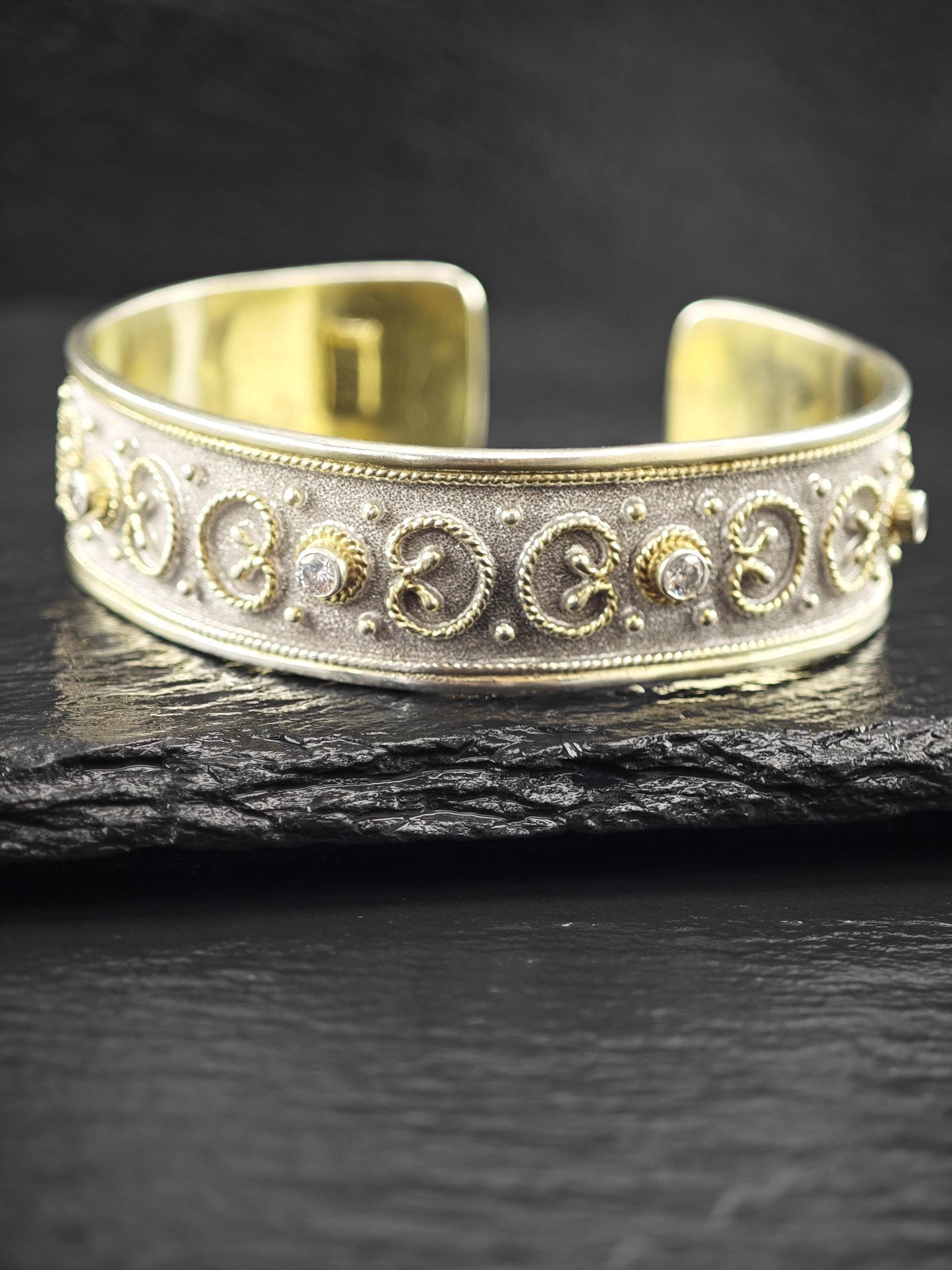 Greece Gkikas Gold Tone, Gilded Cuff Bracelet Sterling Silver
